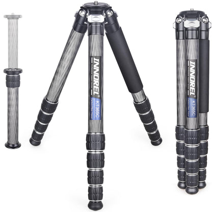 INNOREL KT365C Compact Carbon Fiber Camera Tripod 36mm Max Tube Professional 5 Sections Travel Tripod for Digital DSLR Video Camcorder Heavy Duty Camera Stand Load 66.1lb/30kg with Center Column