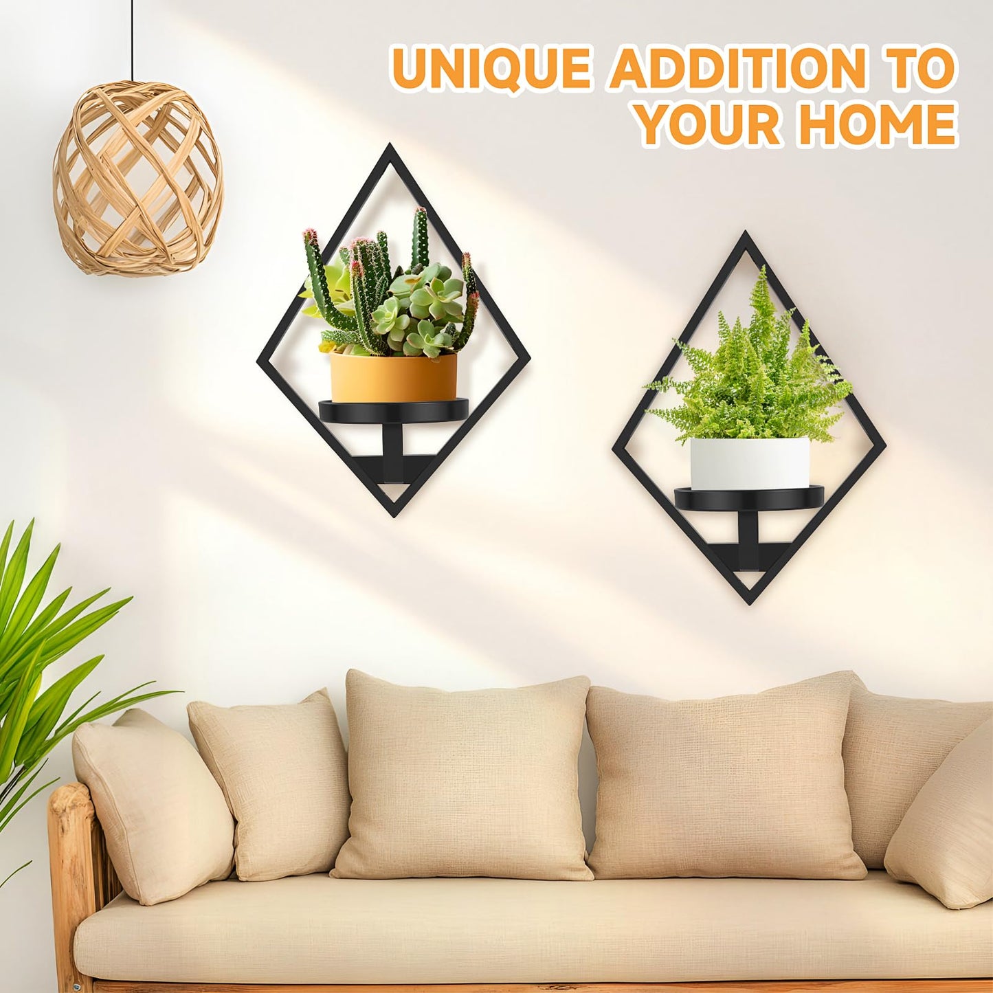 Sbosbo Wall Plant Holder, 3 Pack Metal Floating Shelves Indoor, Window Sill Plant Shelf for Bedroom Bathroom Living Room Home Office