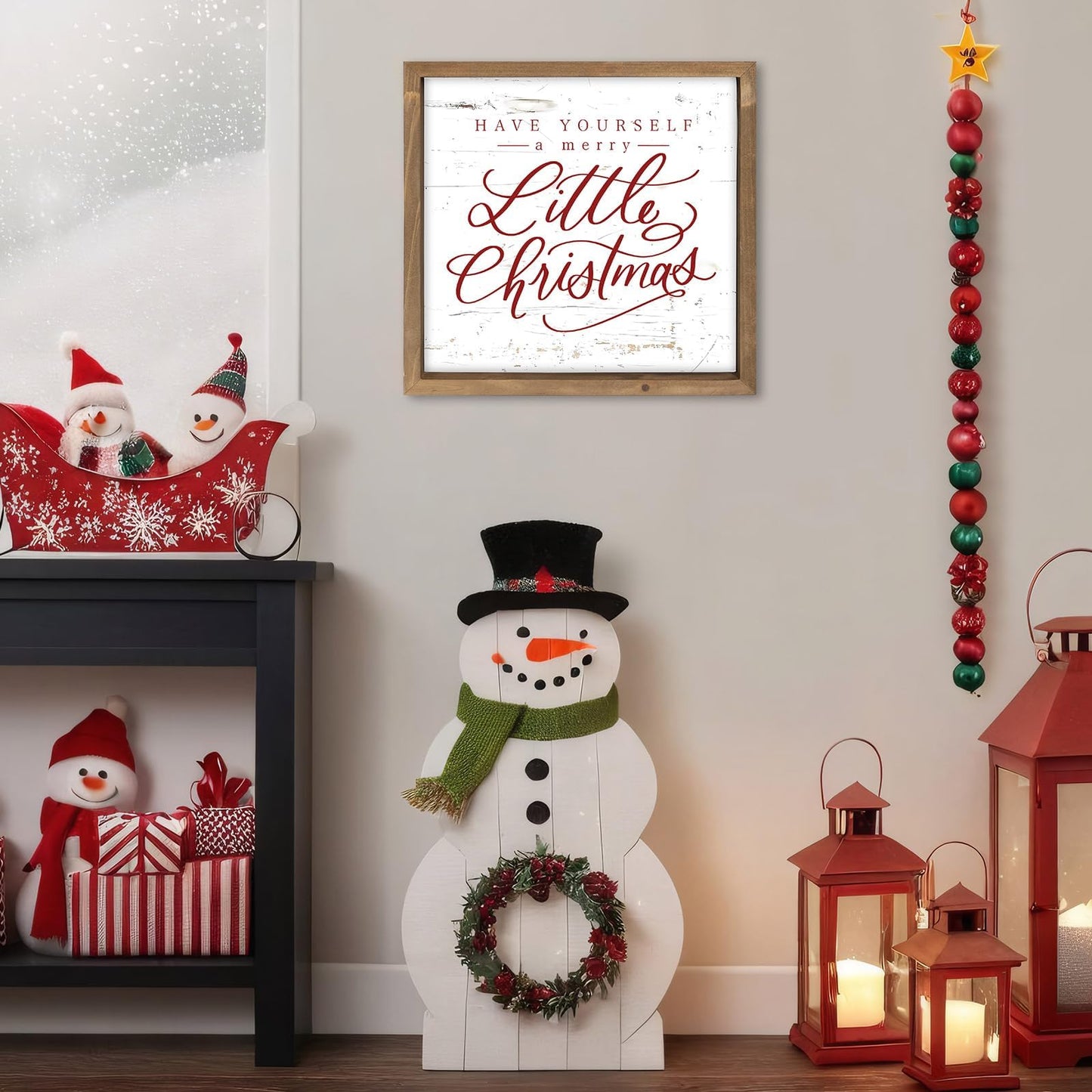 flangairy Have Yourself A Merry Little Christmas Sign, 11.8 Inch Wooden Xmas Wall Decor Art, Holiday Decorative Signage Table Shelf Mantel Bedroom Bathroom Rustic Farmhouse Decorations for Home Office