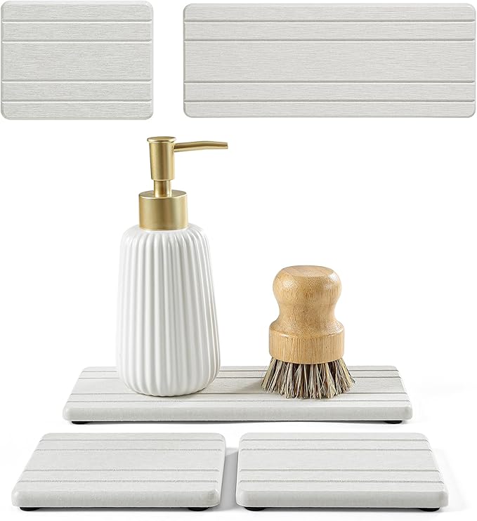 3 Pack Diatomite Stone Sink Tray, Water Absorbing Mat