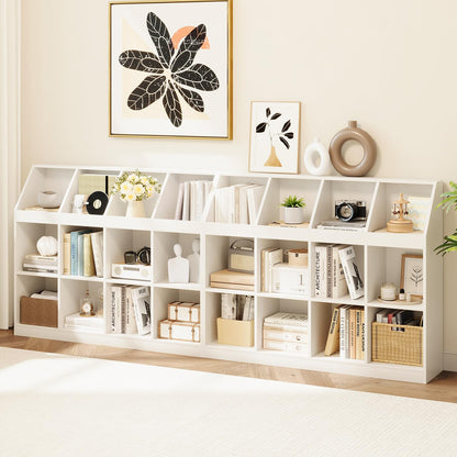 NELYE 12-Cube Wooden Storage Bookcase - 11-Inch Open Shelf Cabinet, Simple Modern Bookshelf Organizer for Home Office, Living Room, White