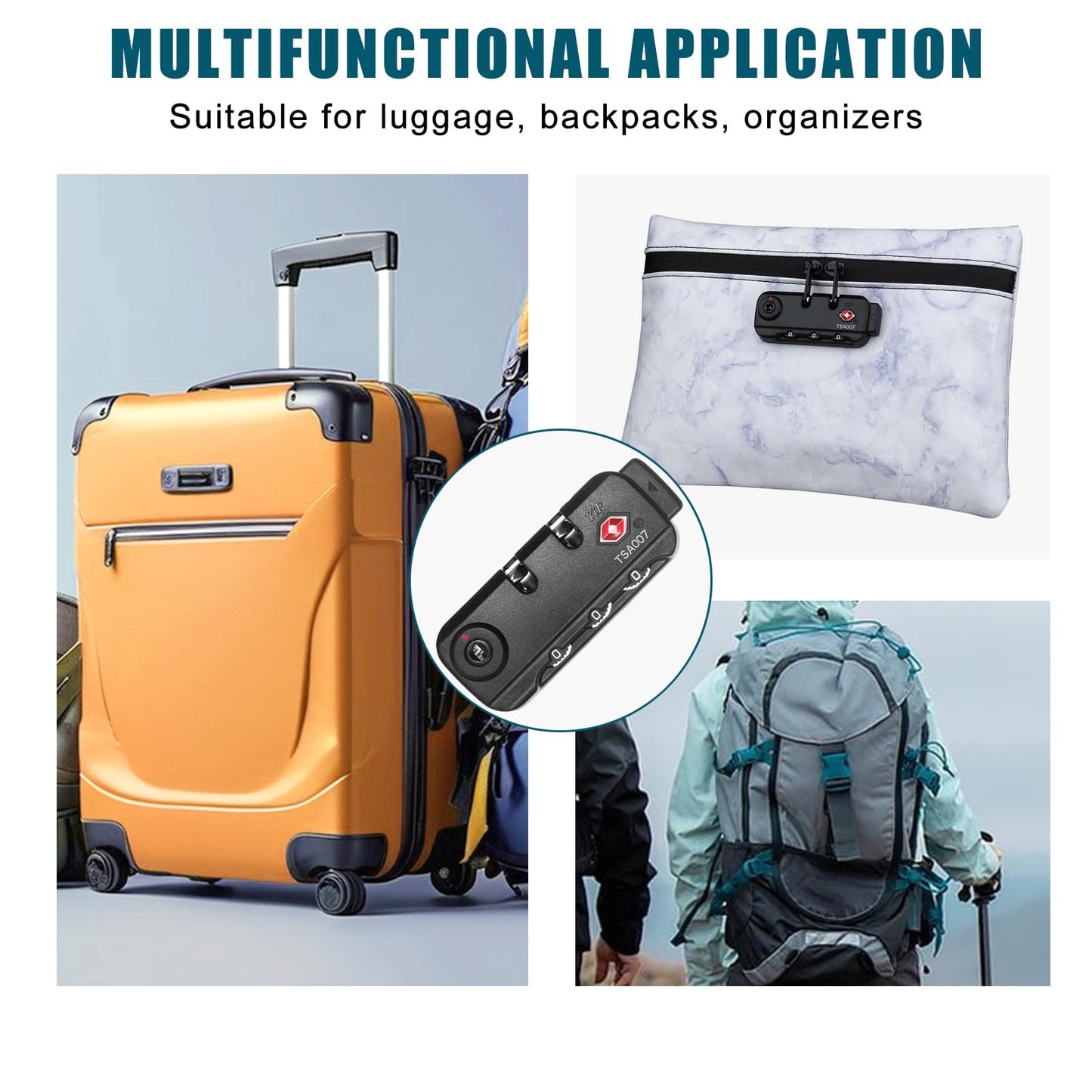 Cogguepe 2 PCS TSA Approved Combination Lock, Suitable for Luggage,Backpacks, Handbags, with 2PCS Spare TSA-007 Key