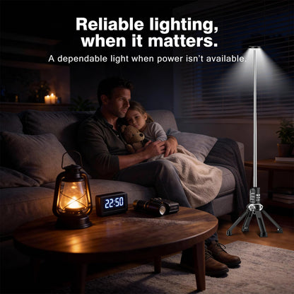 MTRVR Premium Telescopic Camping Lantern – 20000mAh Rechargeable LED Outdoor Light, IP44 Water-Resistant, Aluminum Telescopic Pole & Foldable Tripod – 21H Long-Lasting Emergency, RV & Camping Lighting