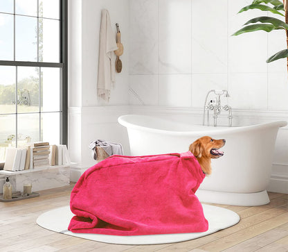 Morezi Dog Bathrobe Towel, Dry Fast Dog Bag, Microfibre Fast Drying Super Absorbent Pet Dog Cat Bath Robe Towel - Red - Small