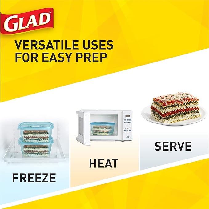 Gladware Freezerware Food Storage Containers, Large Rectangle Holds 64 Ounces