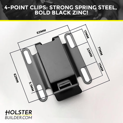 HolsterBuilder 2" Metal Belt Clip – Wide Base Holster Attachment, Heavy-Duty IWB Attachment for Concealed Carry, Tactical & EDC Belts – Holster/Sheath Mount – Made in USA