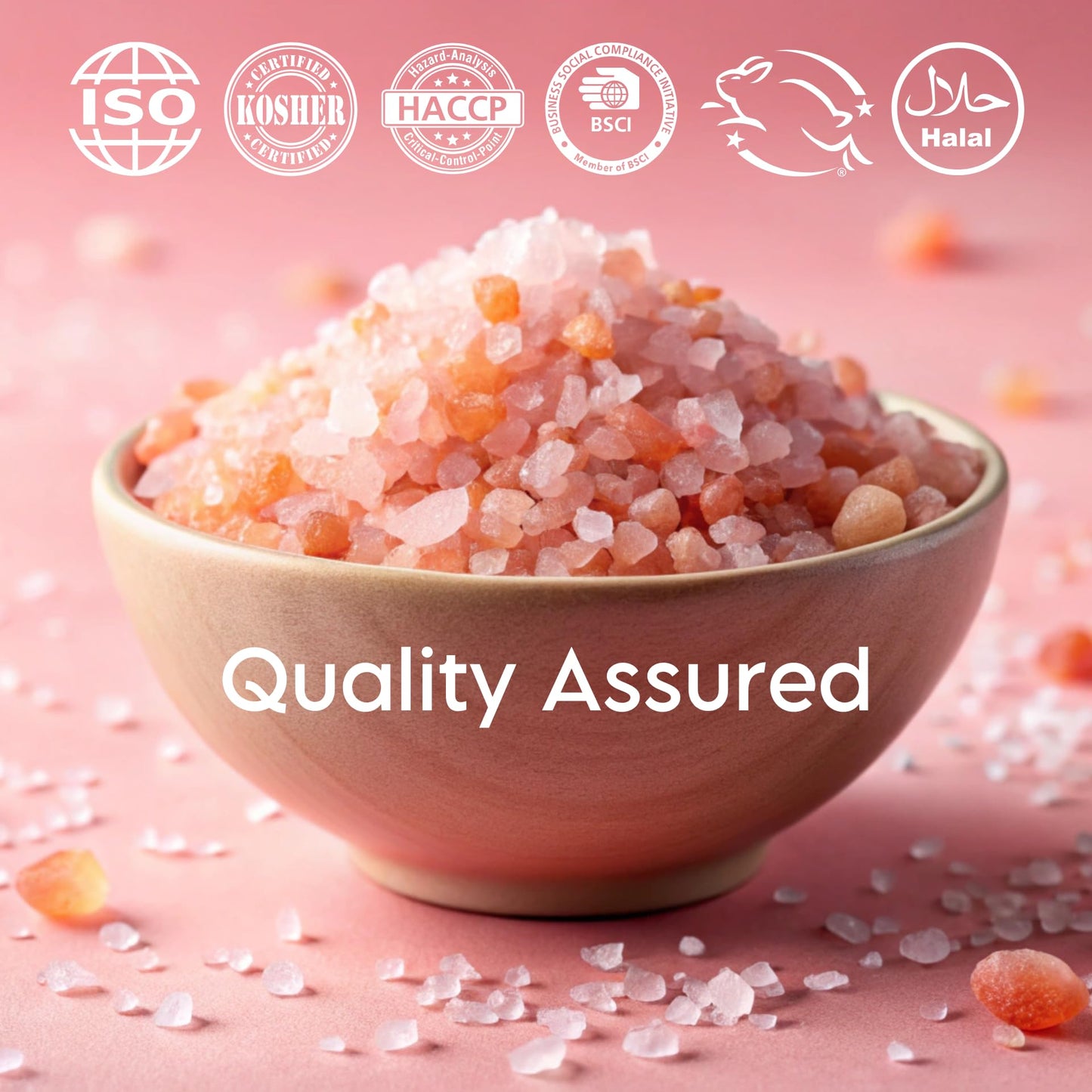 LA SALT CO Kashmir 2.5 Lbs Pink Himalayan Salt Jar, X-Fine | 100% Pure, Food Grade with 84 Trace Minerals | Kosher Certified, Vegan, Non-GMO, & Cruelty-Free