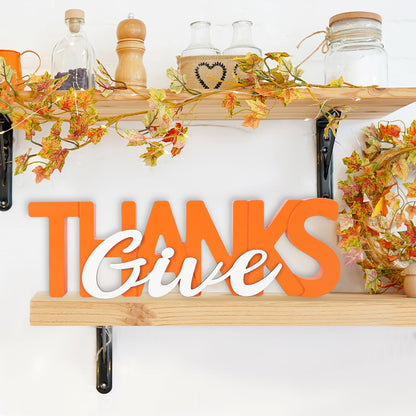 COCHIE Wooden Thanksgiving Give Thanks Sign, Fall Decorations for Home, Office, Shelf, Mantel, Indoor, Wood Thanksgiving Decor, Autumn Table Top Party Decoration (Give Thanks)