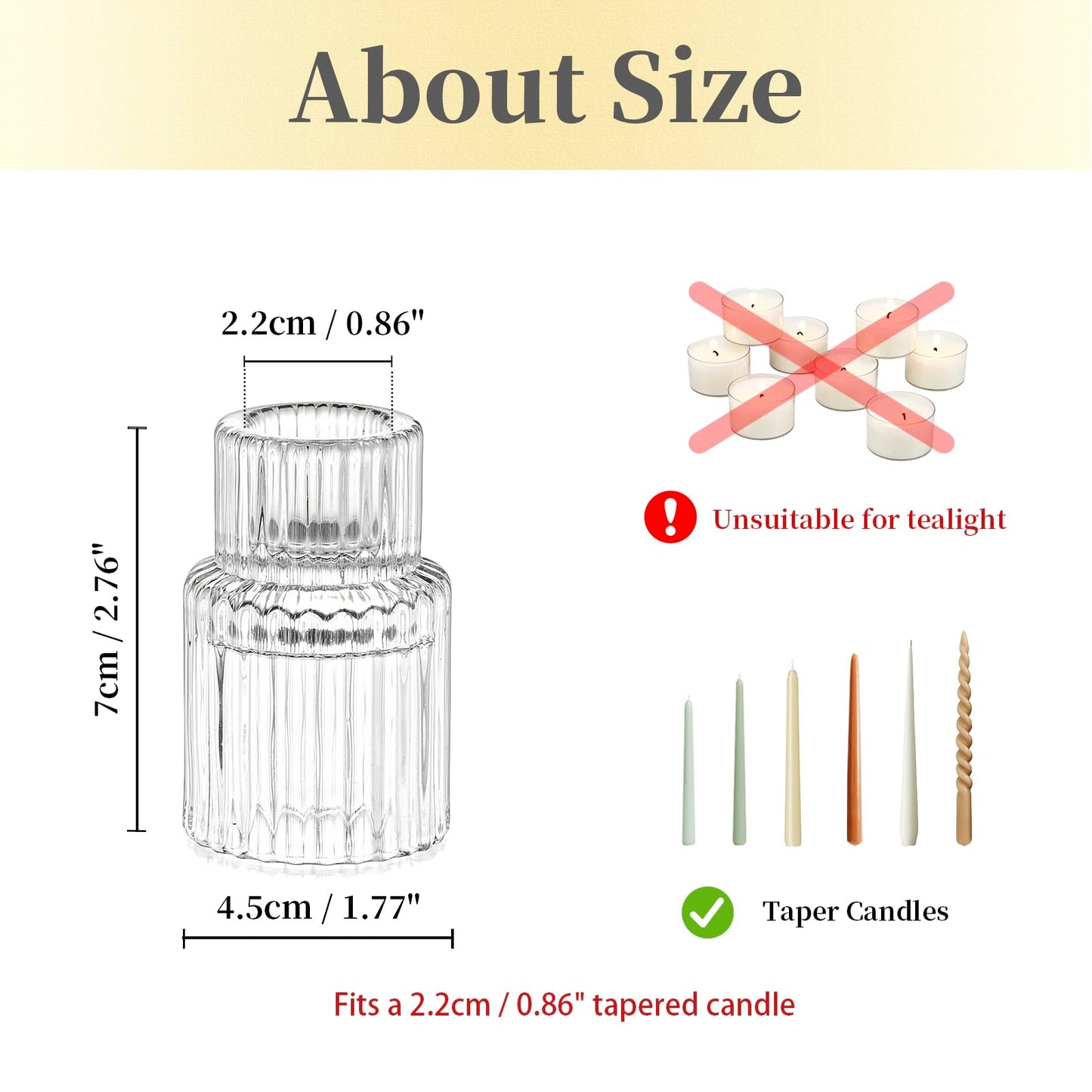 Candle Holder Glass Candlestick Holders: Hewory 20PCS Clear Taper Candle Holders Bulk for Table Centerpiece, Glass Candle Holder Candle Stick Holder Decor for Christmas Wedding Party Bridal Showers