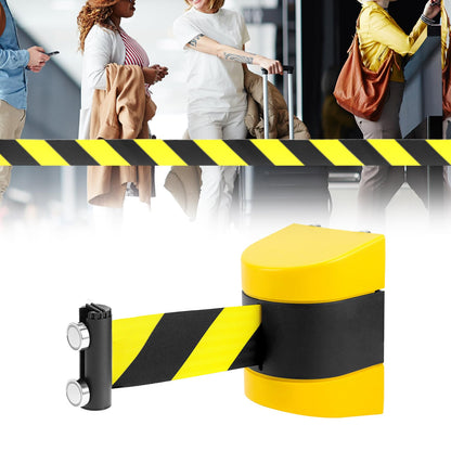 QWORK Magnetic Wall Mount Retractable Belt Barrier - Crowd Control and Safety Solution for Indoor and Outdoor Use