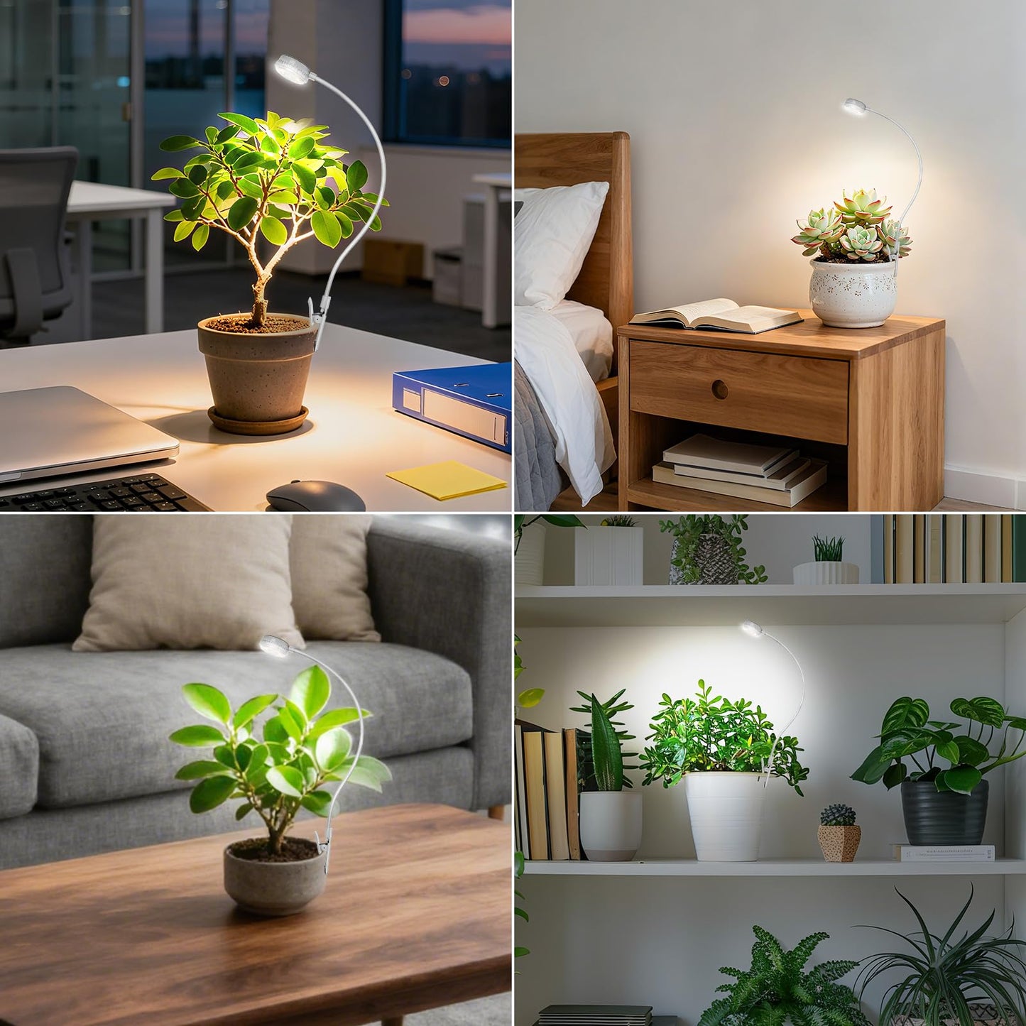 5W Clip on Grow Lights for Indoor Plants,Pot LED Small Grow Light for Indoor Growing, Full Spectrum Small Plant Light, 4000k with 4-Level Dimmable, Auto On/Off 3 6 12 Hrs Timer for Succulents