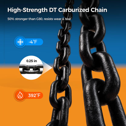 CAMMOO Electric Chain Hoist, 2200 lbs Load, 20 ft Lifting Height, Extended 492 ft Wireless & 20 ft Wired Remote Control, Brushless Copper Motor, DT Carburized Chain, IP65 for Warehouse, Construction