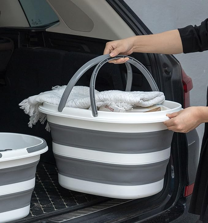 Collapsible Bucket 16L with Handles, Cleaning Mop Bucket Space Saving Foldable