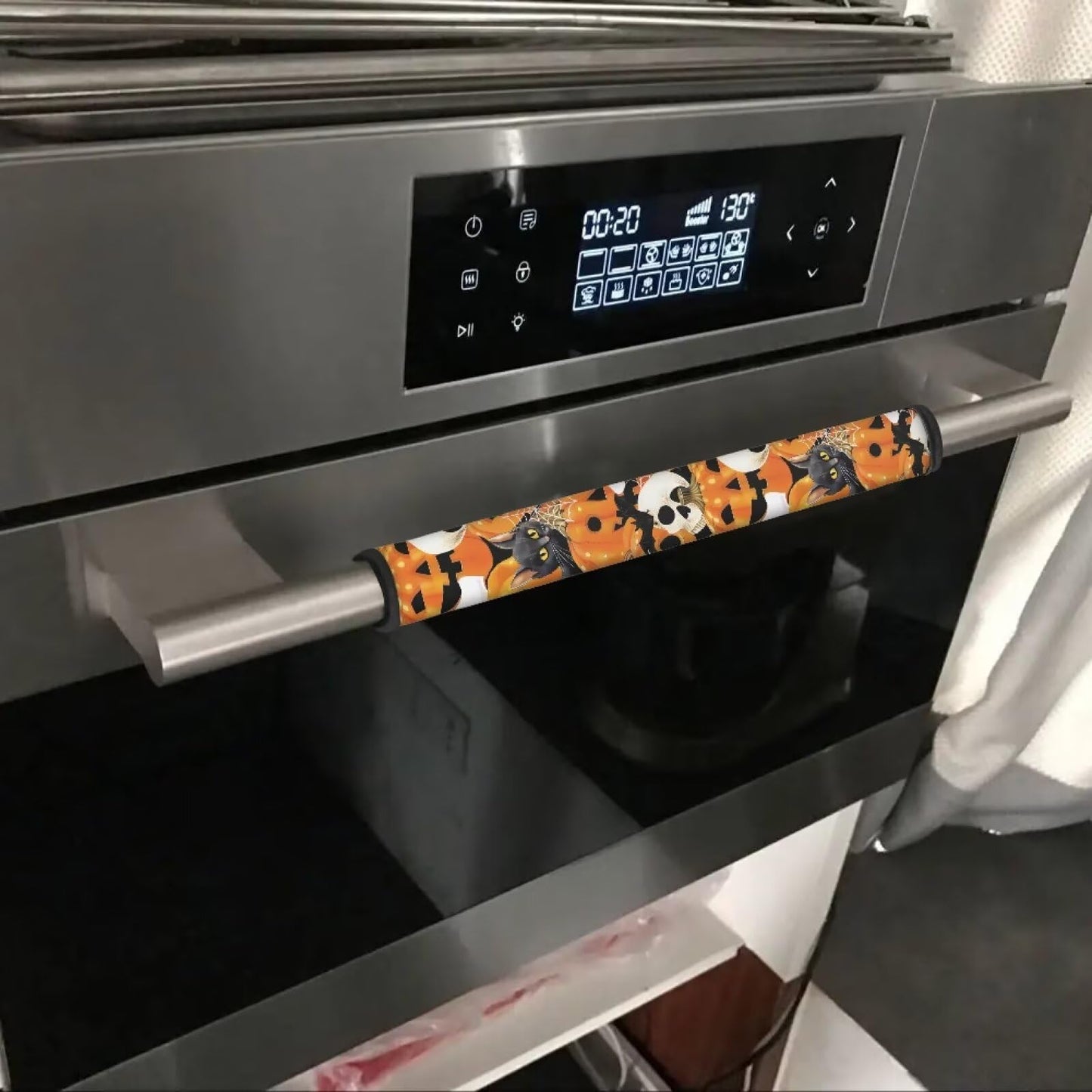 HUISEFOR Pumpkin Fridge Door Handle Covers Ghost Refrigerator Handle Covers Set of 6, Non-Slip Microwave Dishwasher Door Cloth Protector, Keep Off Fingerprints,Food Stains Halloween Decor