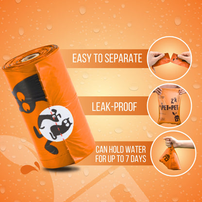 PET N PET 1080 Count Biodegradable Poo Bags Dogs USDA Certified 41 percent Biobased 72 Thick Dog Poop Bags Rolls 9x13 Leak-Proof Orange Unscented