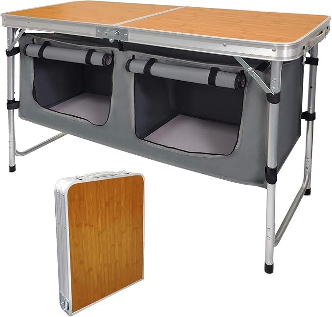 Folding Camping Table with Storage Lightweight Camp Tables Portable