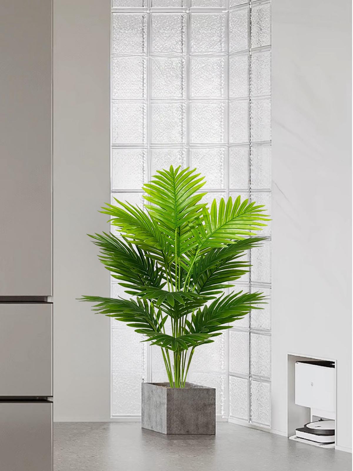 Rozwkeo Artificial Plant in Pot Fake Tree Trunks Leaves Faux Potted for Indoor Outdoor Modern Decoration Home Office Living Room Bedroom Balcony Housewarming Gift (80cm Tall Palm)