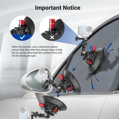 NEEWER 6"/15.2cm Camera Suction Cup Mount with Ball Head Magic Arm, Metal Suction Cup Mount on Car Windshield Dash for Camera/Action Camera/Phone Holder, with 1/4" & 3/8" Mounting Holes for ARRI