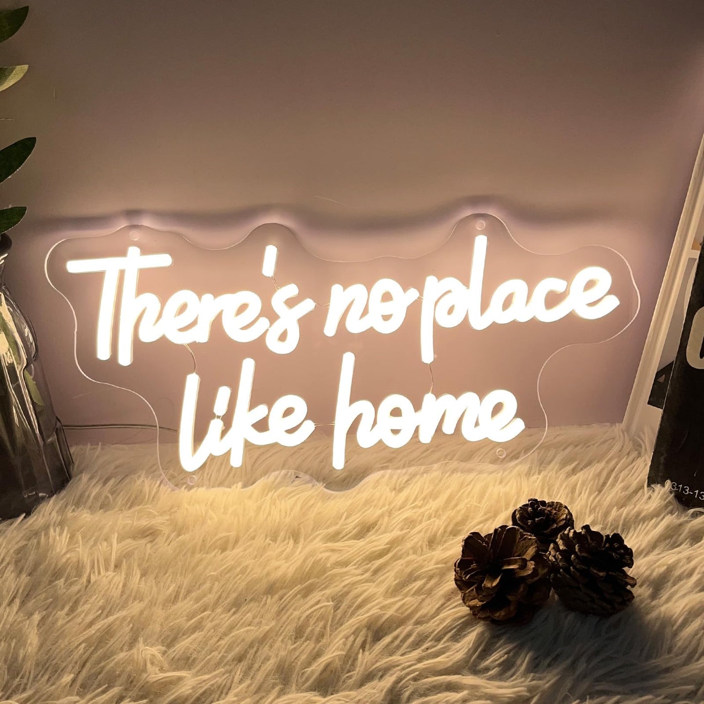ZPLNOSIN Custom Neon Light Sign There’s No Place Like Home Indoor Bedroom Decor Wall Led Neon Sign Backdrop Flex Bar Christmas Party Wedding Living Room 5V USB Warm White 40x19.2cm
