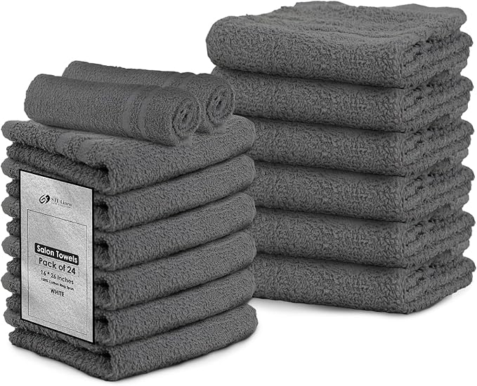 24 Pack Dark Grey Hand Towel 100% Cotton Spa Towel – 16x27 inches Highly