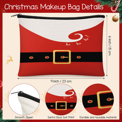 Shinylin 20 Pcs Christmas Makeup Bags Bulk for Women Christmas Cosmetic Bags Santa Claus Suit Print Cosmetic Pouch Travel Toiletry Organizer Holiday Gifts for Family Friends Xmas Party Accessories
