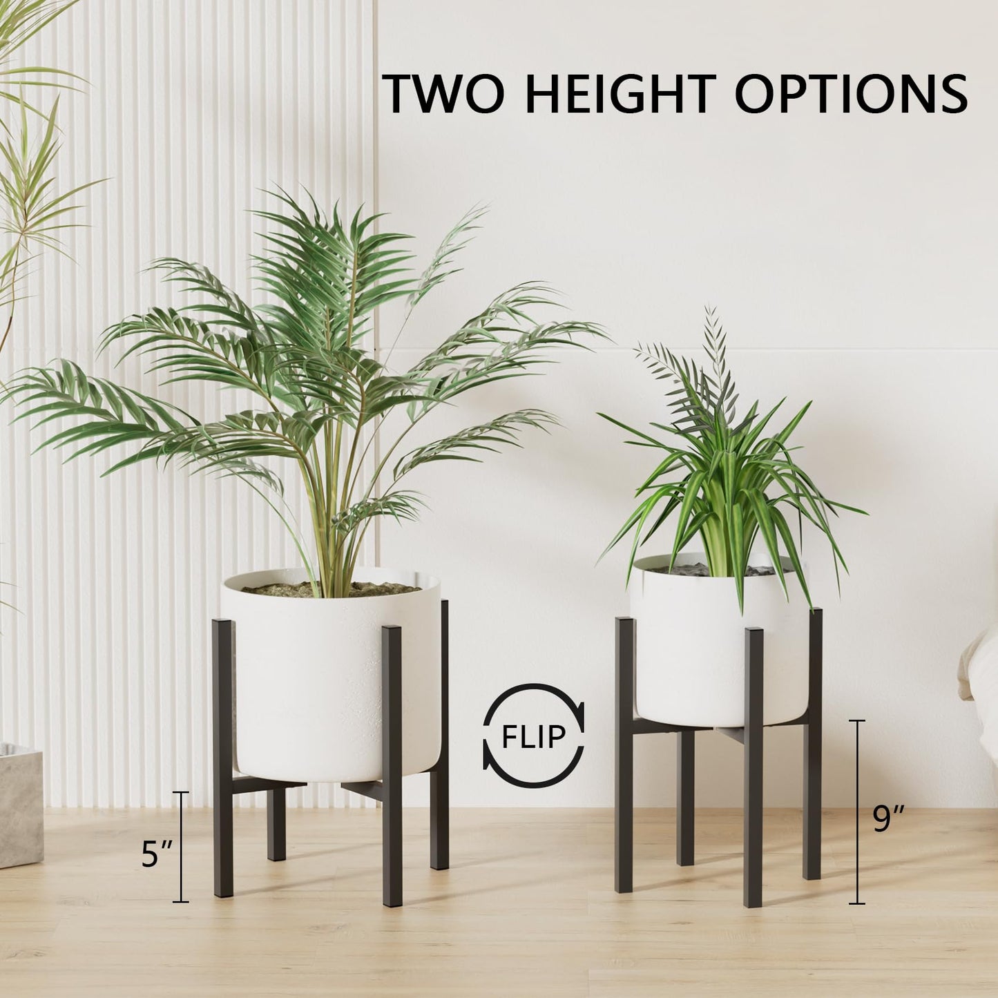 Linpla Adjustable Metal Plant Stand Indoor Outdoor - Fits 8 to 12 Inches Pots - Mid Century Modern Planter Stand Single Floor Flower Pot Holder Home Decor for Gardening Gifts