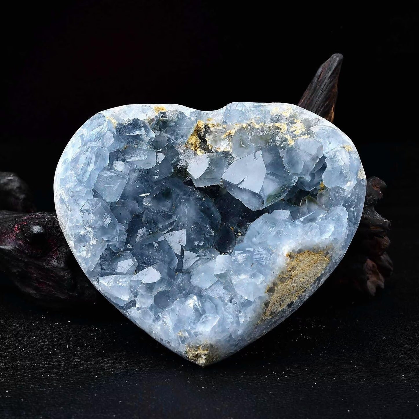 FZBHRO Extra Large Blue Celestite Geode Heart Healing Crystal Stone Collection Mineral Specimen with Stand Home Office Decor 1.7-2.2 Pound