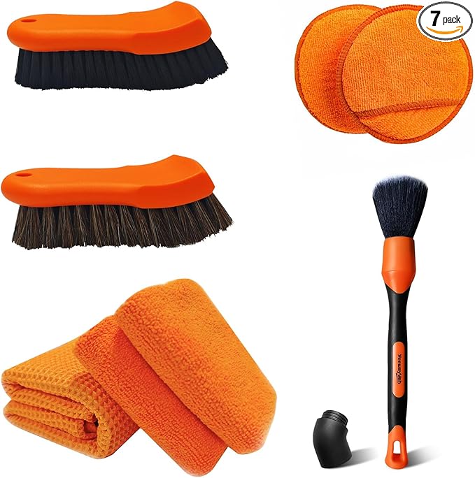 YeewayVeh 7PCS Car Interior Detailing Kit, Horse Hair Leather Brush