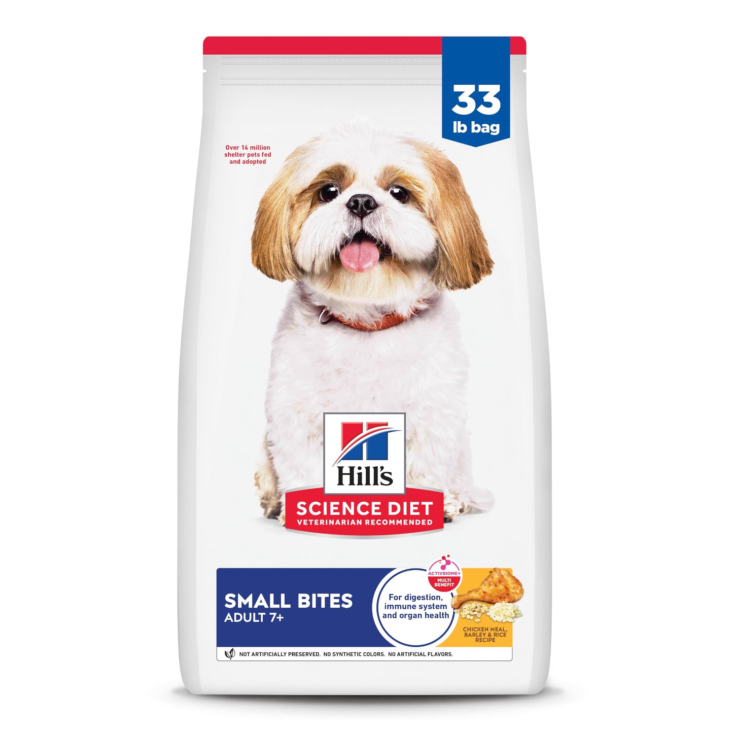 Hill's Science Diet Adult 7+, Senior Adult 7+ Premium Nutrition, Small Kibble, Dry Dog Food, Chicken, Brown Rice, & Barley, 33 lb Bag