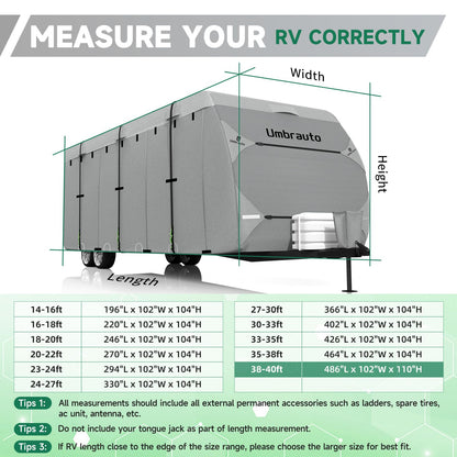 Umbrauto RV Cover for 30-33ft Travel Trailer: Lightweight, Waterproof Camper Cover for Toy Hauler, Winter Campsite, with Gutter Covers, Tongne Jack Covers, Windproof Straps