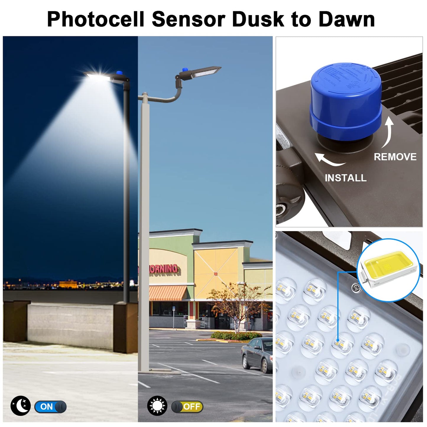 BIRITALO 300W Parking Lot Light, 36000LM 5000K Dusk to Dawn LED Shoebox Light IP65 Waterproof 100-277V Commercial Outdoor Security Flood Light for Stadium, Warehouse, Street