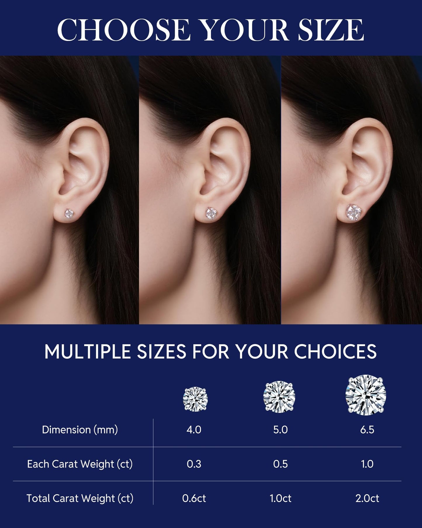 Nousali Moissanite Stud Earrings, 1 Carat Round Cut D Color VVS1 Clarity Lab Created Moissanite Earrings Studs 18K White Gold Plated 925 Sterling Silver Jewelry Engagement Gifts for Women Men