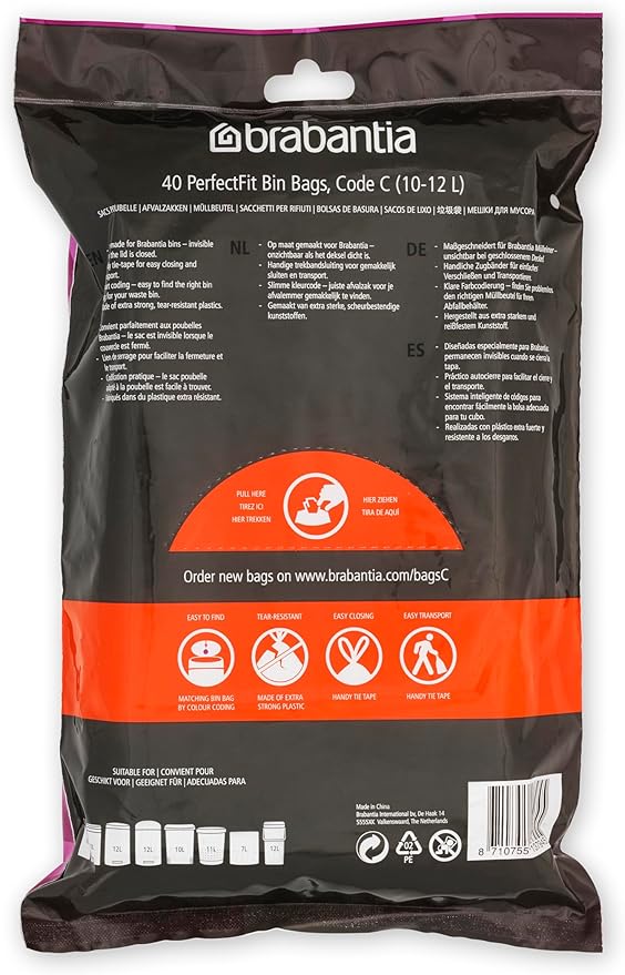 Brabantia PerfectFit Trash Bags Thick Plastic Trash Can Liners