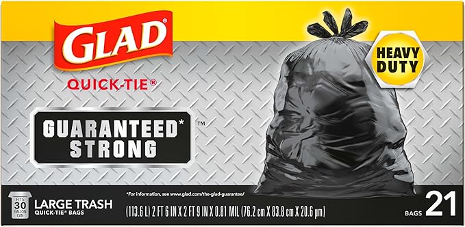 Glad Trash Bags, Strong Quick-Tie Large Garbage Bags