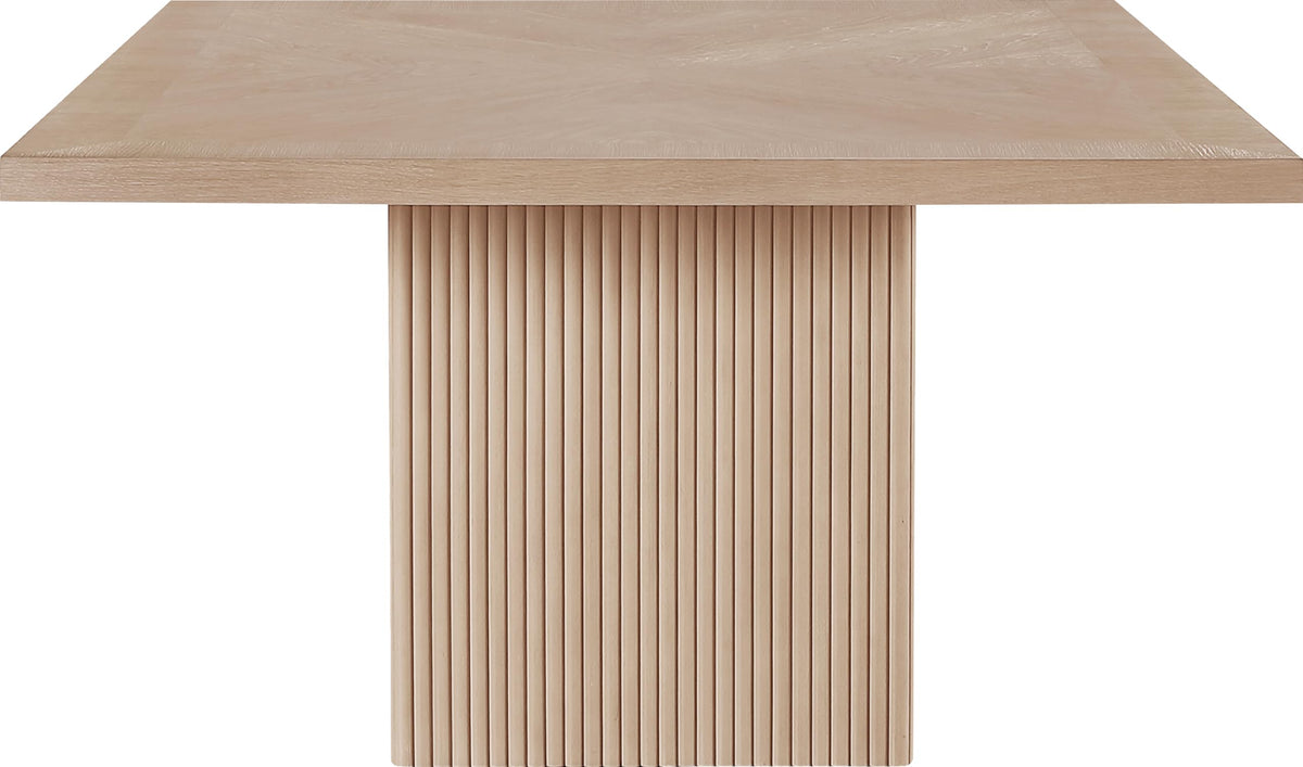 Meridian Furniture 729Oak-T Belinda Collection Mid-Century Modern Dining Table, Solid Wood Base, Natural Finish Oak Wood Veneer MDF Top, Square Top, Fluted Base, 54" W x 54" D x 31" H, Oak