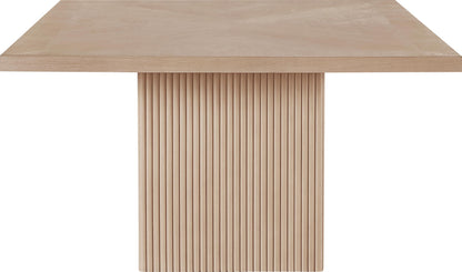 Meridian Furniture 729Oak-T Belinda Collection Mid-Century Modern Dining Table, Solid Wood Base, Natural Finish Oak Wood Veneer MDF Top, Square Top, Fluted Base, 54" W x 54" D x 31" H, Oak