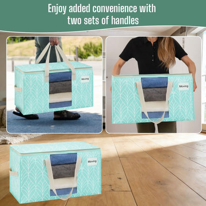 VENO 6 Pack Heavy Duty Moving Bags, Clothes and Comforter Storage Bags with Clear Window, College Dorm Essentials Packing Supplies, Foldable Boxes Alternative (Evergreen, 6 Pack)
