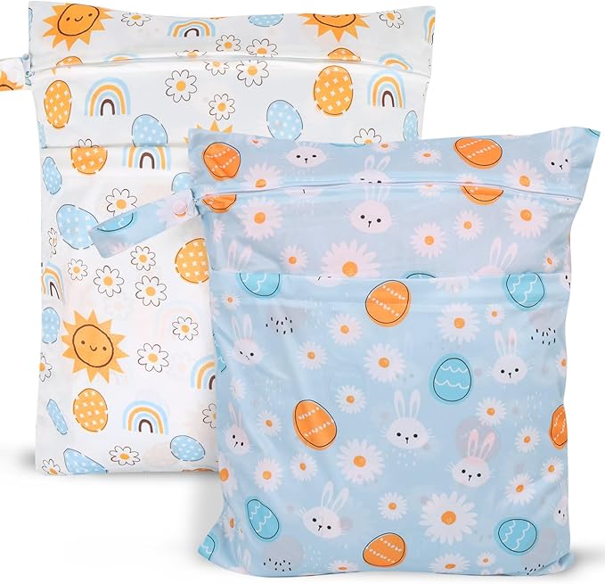 2pcs Travel Waterproof Laundry Bag, Cloth Diaper Wet Dry Bags