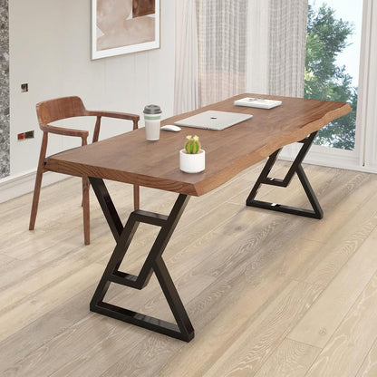 jmzx store Solid Wood Rustic Style 55.1-inch Computer Desk - Large Office Desk for Home Office (Black-w, 55.12 * 27.56 * 29.53)