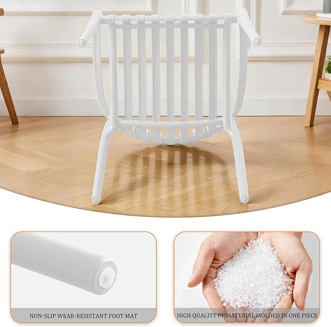 Patio Dining Chairs Set of 4, All-Weather Outdoor and Indoor Stackable Chairs with Curved Back, Waterproof for Patio, Deck, Porch, Backyard, Restaurant & Cafe Use, White