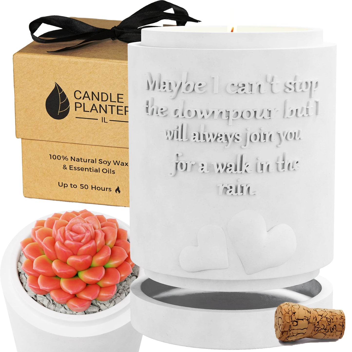Candle Planter Triple Purpose Romantic, Aromatherapy Candles - Natural Soy Wax, Long-Lasting 50-Hour Burn, Apple Scents - Gifts for Him, Her,Cool, Couple, Husband and Wife Birthday Gift Ideas