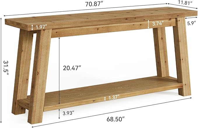 LITTLE TREE 70.9" Solid Wood Console Table