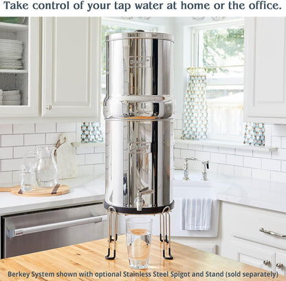 Big Berkey Gravity-Fed Water Filter System 2.25 Gallon with 2 Black Berkey Elements, 2 PF-2 Fluoride and Arsenic Reduction Elements