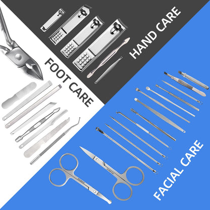 Manicure Set 30 in 1 Nail Clipper set, REDFLOW nail clippers, fingernail & toenail clippers, Manicure Tools, pedicure tools, Suitable for Travel Manicure Kit, Nail Set Kit With Everything Profe