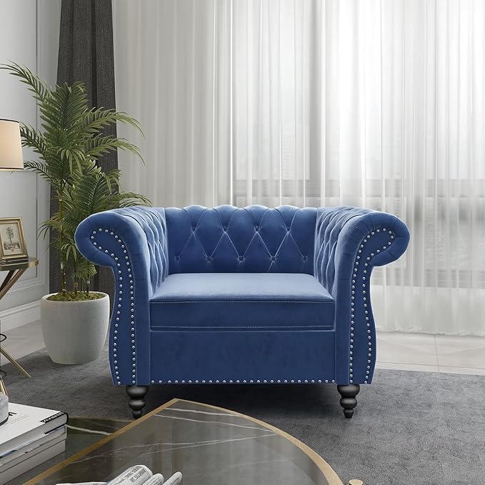 Mid-Century Sofa Chair, Velvet Accent Chair