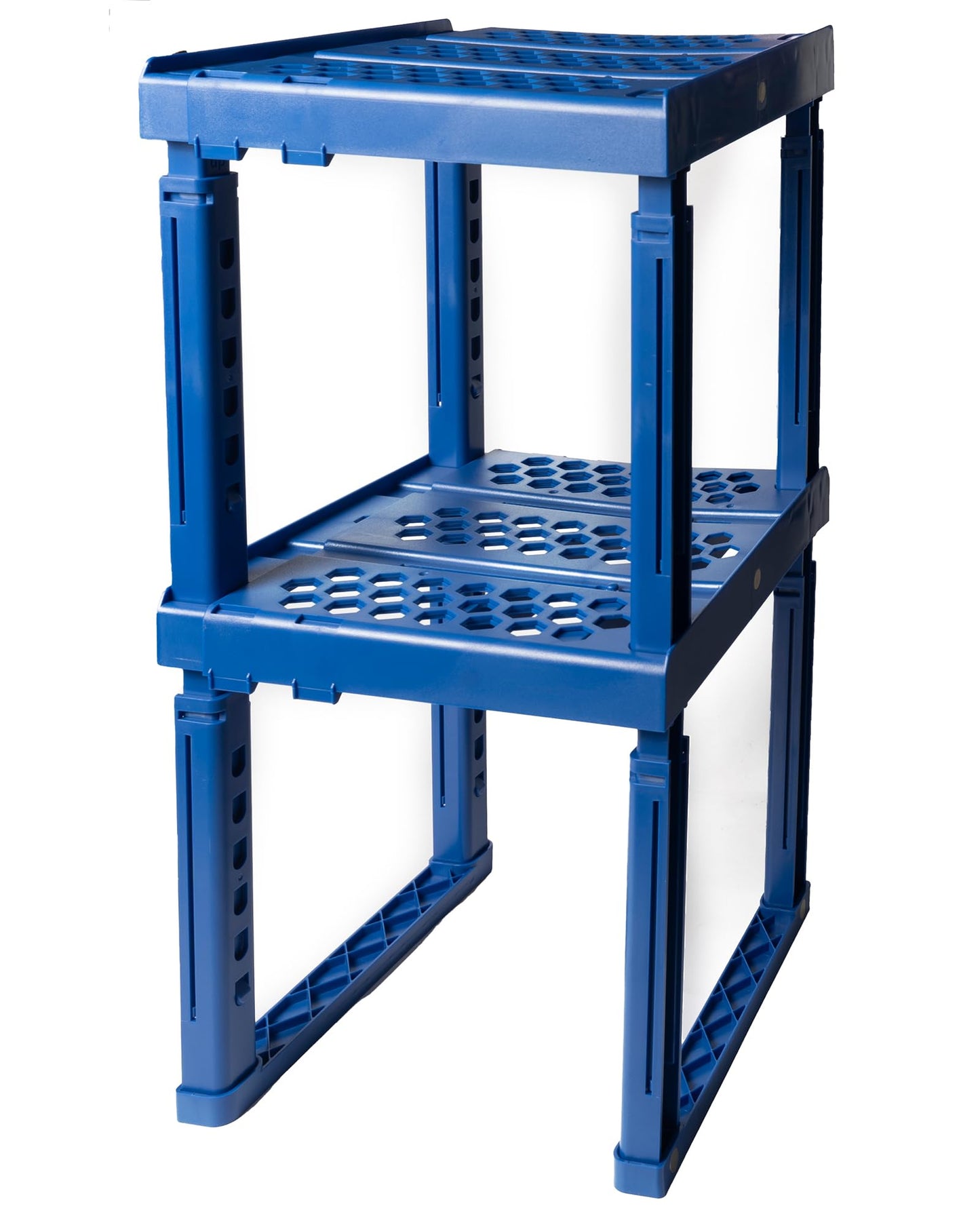 Piffny Locker Organizer Shelf， Adjustable Width and Height, Ideal Locker for School, Office, and Gym Lockers (Blue 2 Pack)