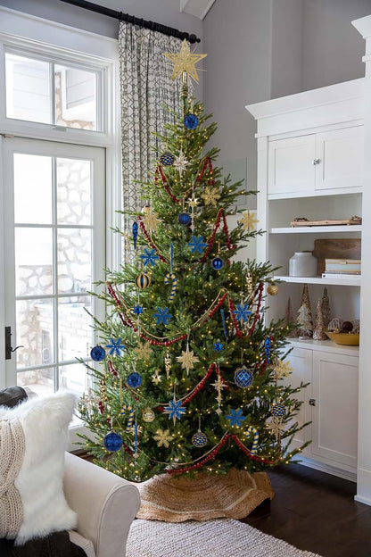 Briful 80ct Blue & Gold Christmas Balls Ornament Set, Plastic Shatterproof Christmas Ornament Balls with Tree Topper Candy Canes Snowflakes for Xmas Tree Wreath Garland Decor