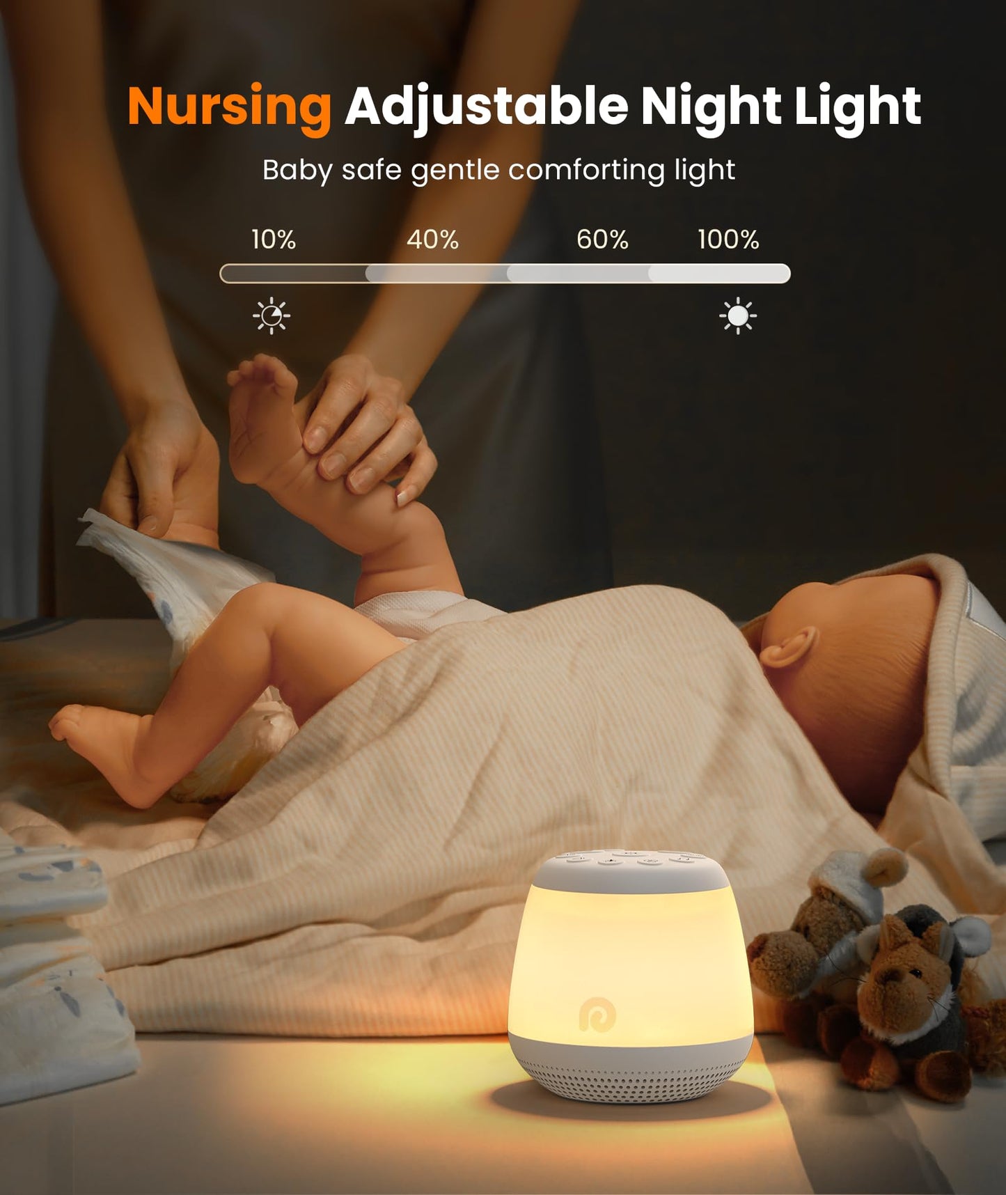 Dreamegg White Noise Machine, Portable Sound Machine with 8 Night Light for Baby Kids, White Noise Sound Machine with 24 Sounds, Pink&White Noise for Sleep Nursery Travel, Baby&Toddler Sleep Aid Gift
