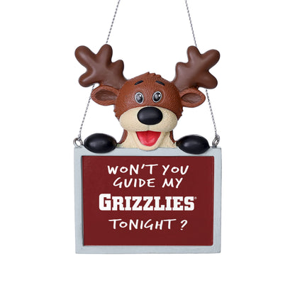 FOCO NCAA Montana Reindeer With Sign Ornament