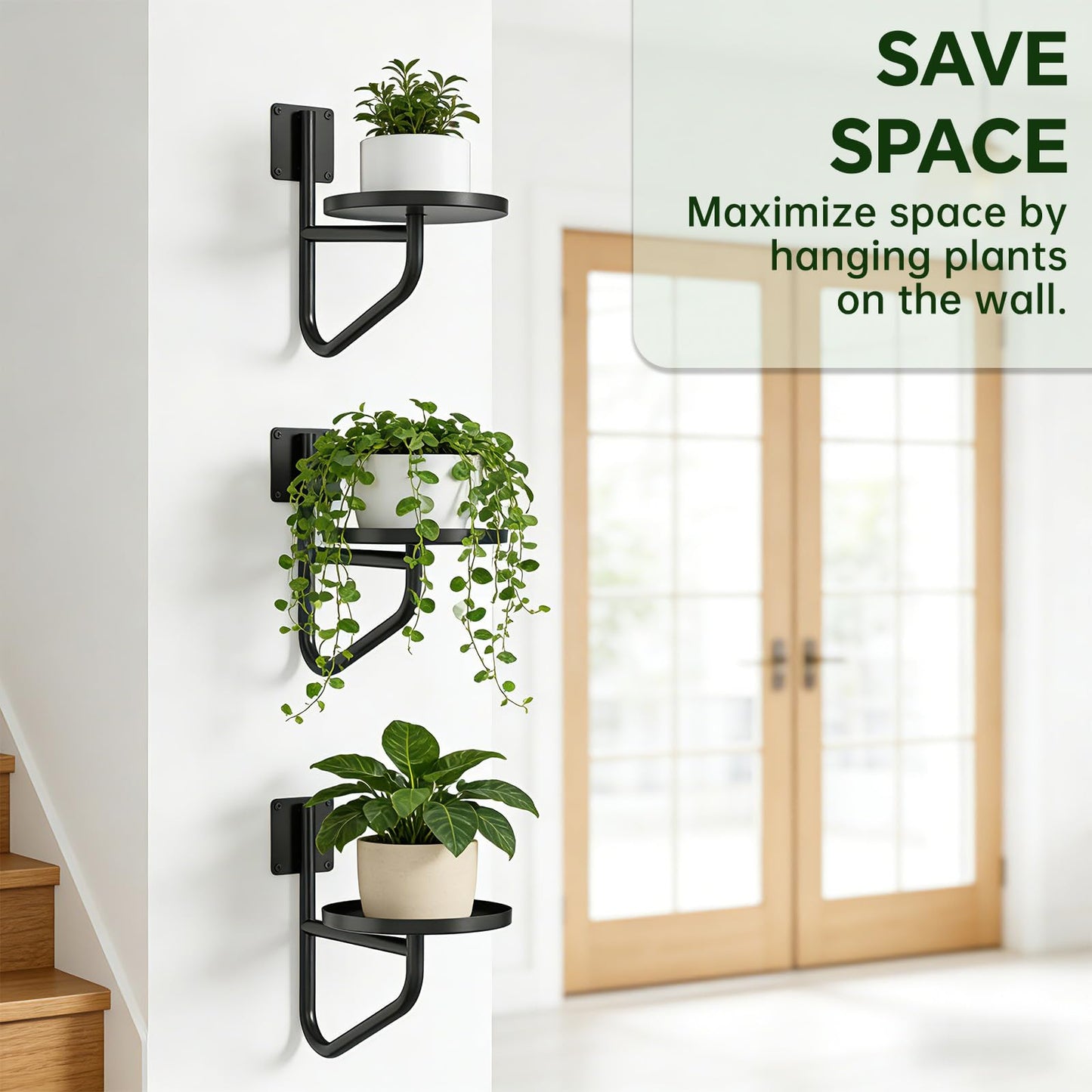 IMAGOA Wall Plant Holder, Metal Wall Planters for Indoor Plants Wall Mounted Plant Holder Hanging Planters Window Plant Shelves Plant Hanger for Home Decor Living Room, Office, Outdoor (3 Pack)
